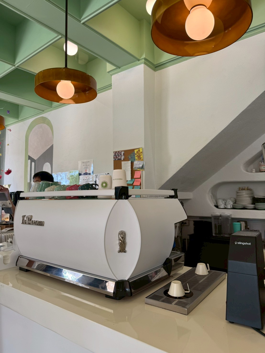 The La Marzocco espresso machine close up