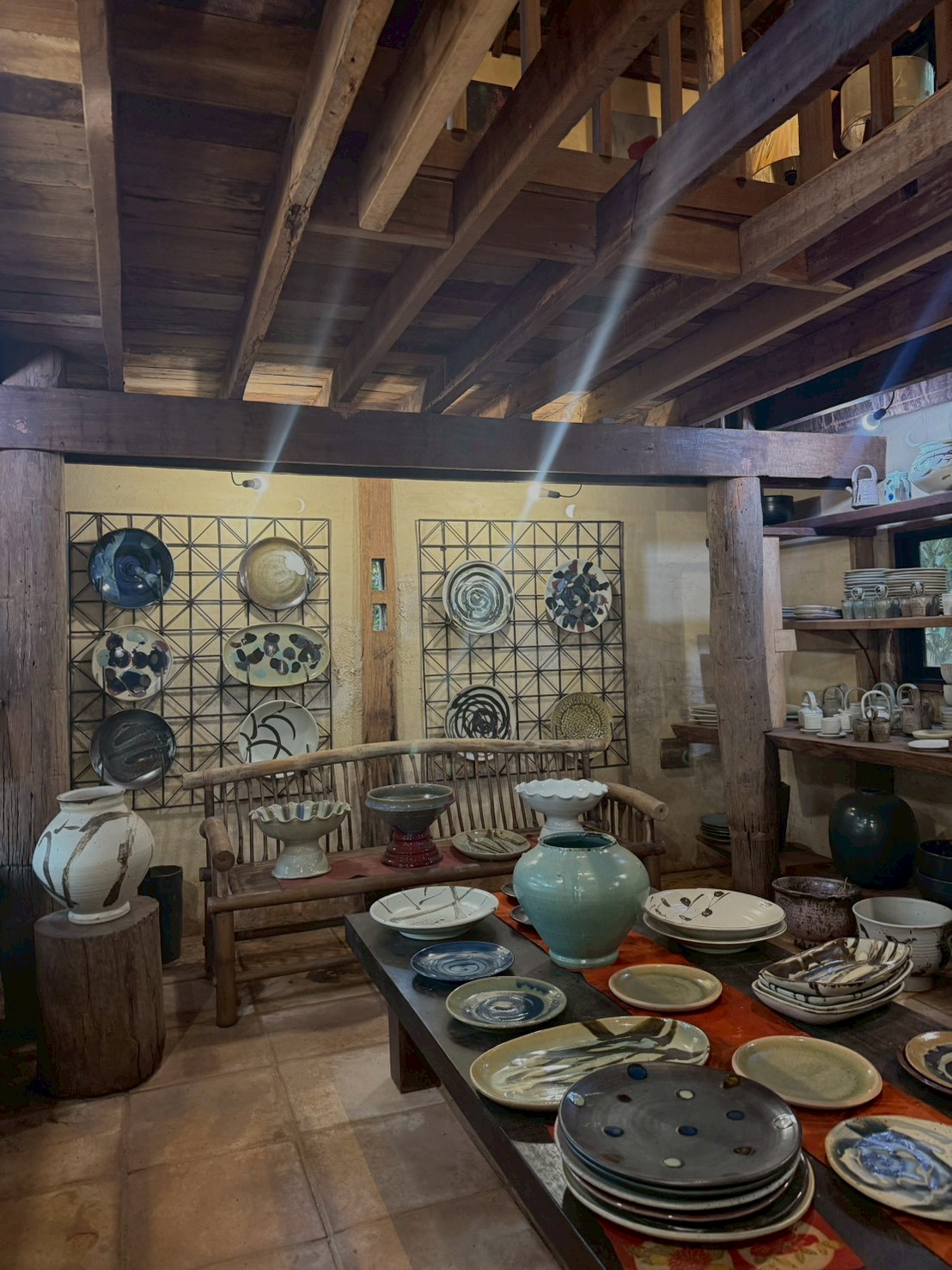 The showroom interior with natural beam light